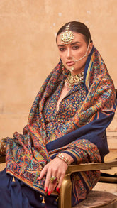 Blue Contemporary Border Banarasi Crepe Silk Saree ERA02BLU